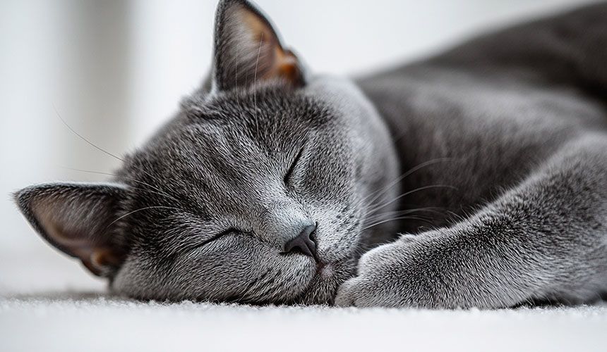 grey cat sleeping peacefully