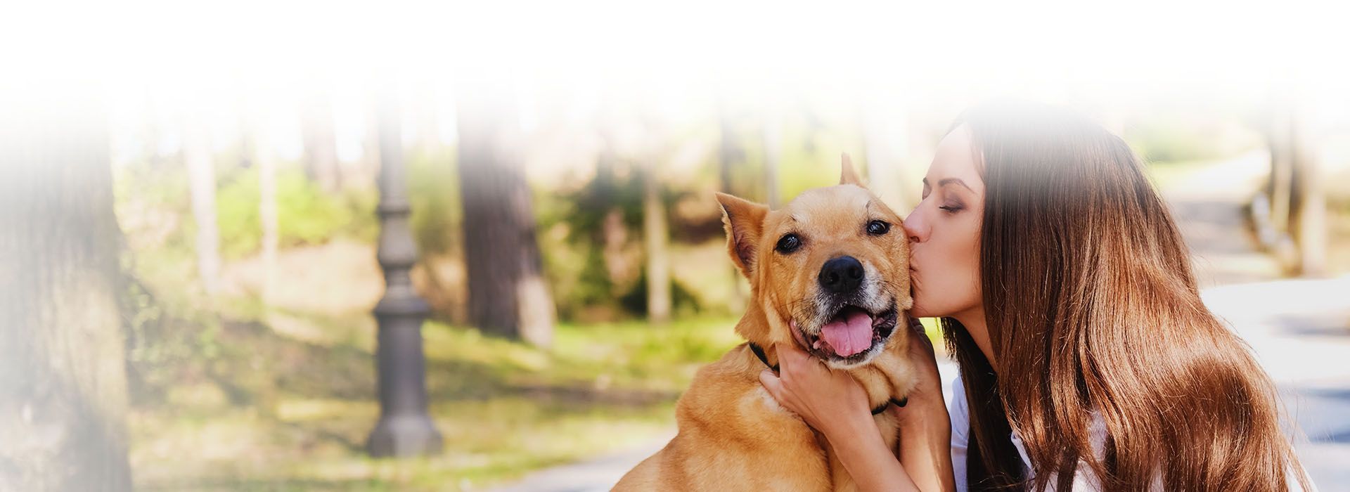 beautiful girl enjoying nature with her dog